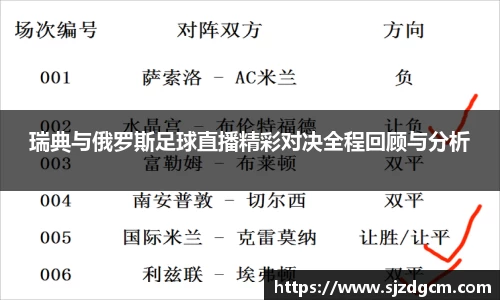 瑞典与俄罗斯足球直播精彩对决全程回顾与分析